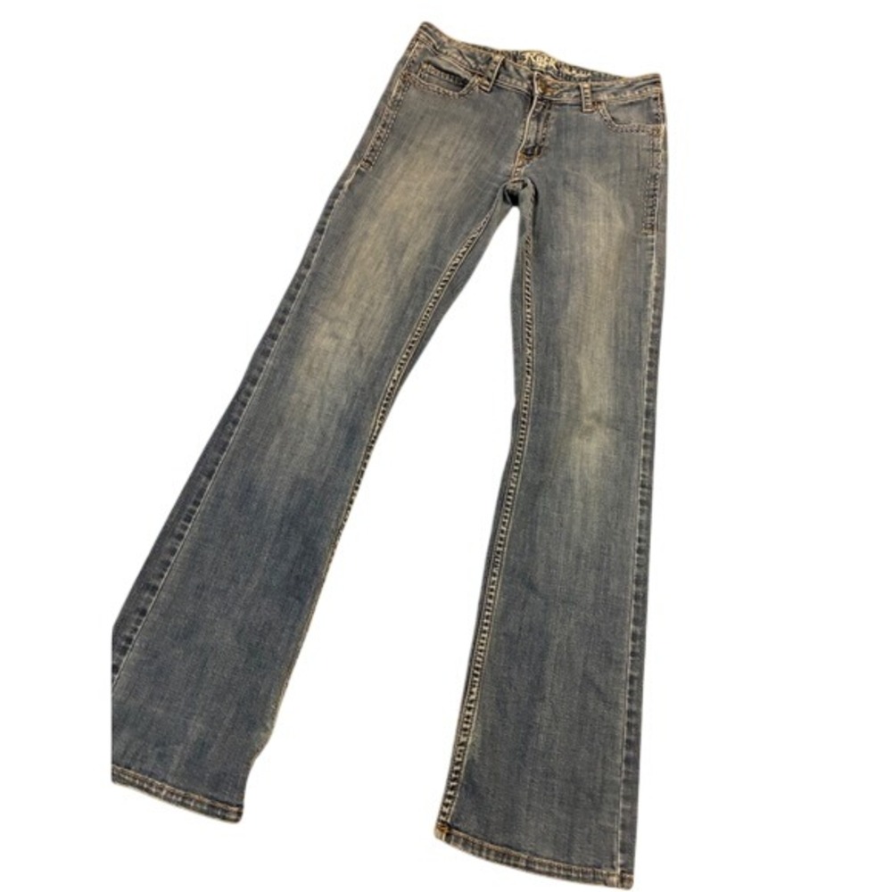 Rock 47 by Wrangler Womens Ultra Low Rise Bootcut Jeans Blue Y2K 29x34